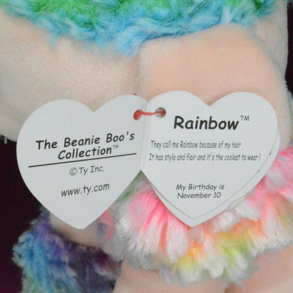 Ty Beanie Boos Rainbow Tie Dye Poodle Plush Toy 9" - Picture 9 of 11